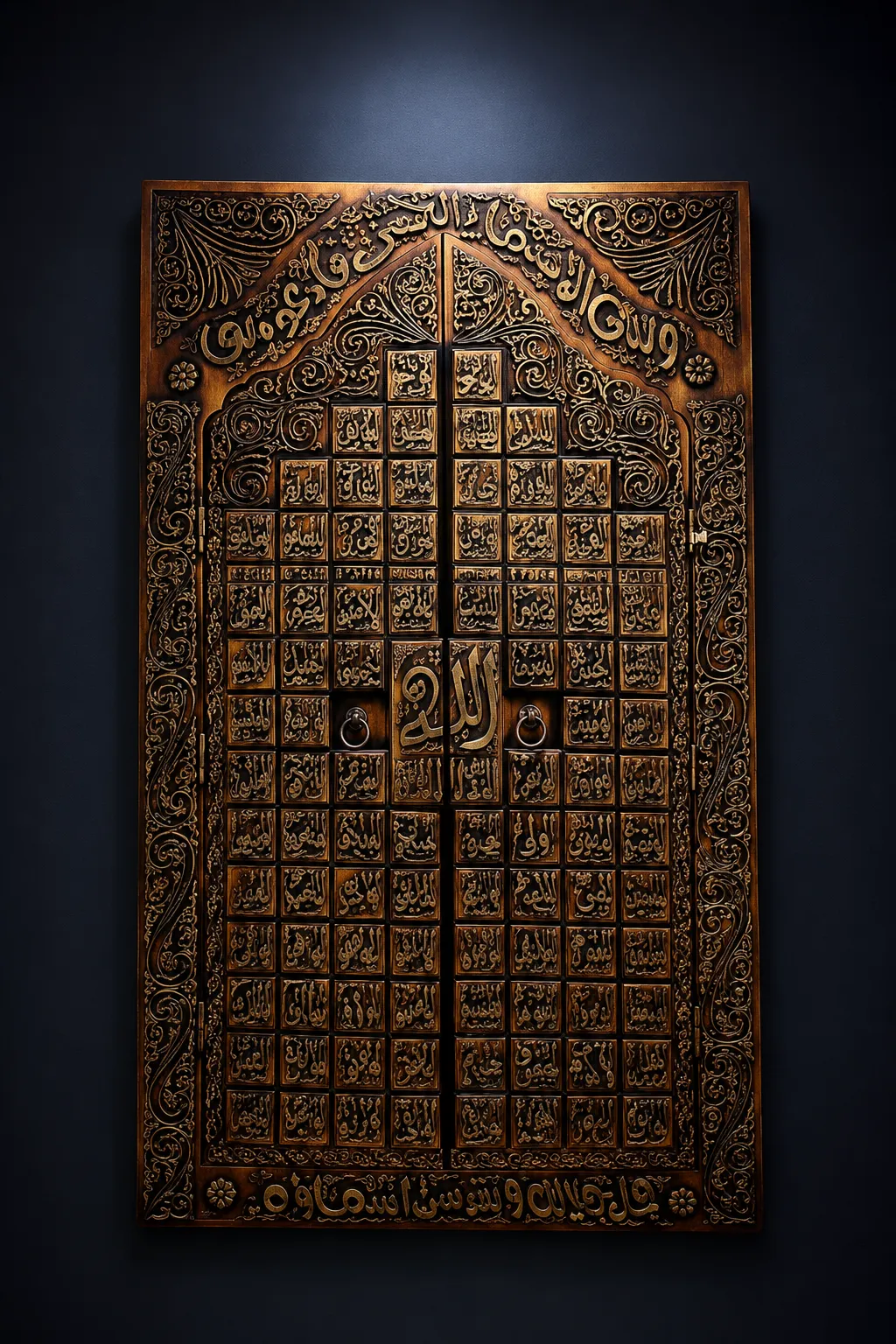 لوحة أسماء الله الحسنى بتصميم إسلامي